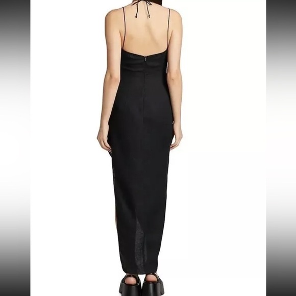 Revolve Rumer Reverie Freya Black 100% Linen Maxi Dress Large L Coastal Lightwei - Picture 4 of 15